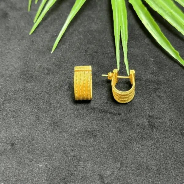 925 Sterling Silver 5-Row Trabzon Woven Folded Earrings – Gold-Plated