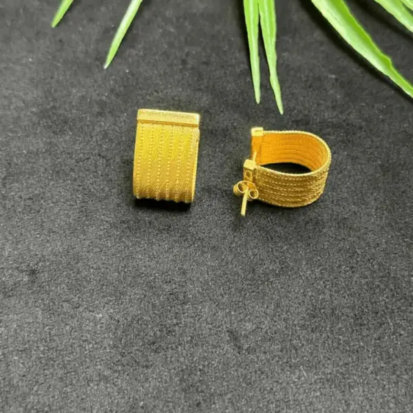 925 Sterling Silver 7-Row Woven-Style Earrings – Gold-Plated