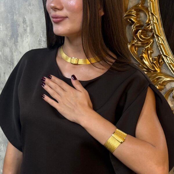 925 Sterling Silver – 13-Row Bracelet 7-Row Necklace Trabzon Woven Jewelry Set