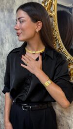 925 Sterling Silver – 11/5-Row Trabzon Woven Full Stone Jewelry Set with Earrings & Ring