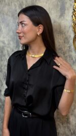 925 Sterling Silver – 5/5-Row Trabzon Woven Full Stone Jewelry Set with Earrings & Ring - Görsel 2